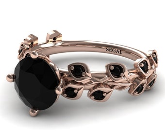 2 carat Black Moissanite Engagement Ring Rose Gold black moissanite ring gift for women