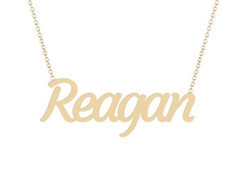Reagan Name Necklace 14K White Gold 14K 