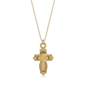 18k Gold Halo Cross Necklace Gold 14K Cross Necklace Pendant Cross Religious Jewelry - Gideon