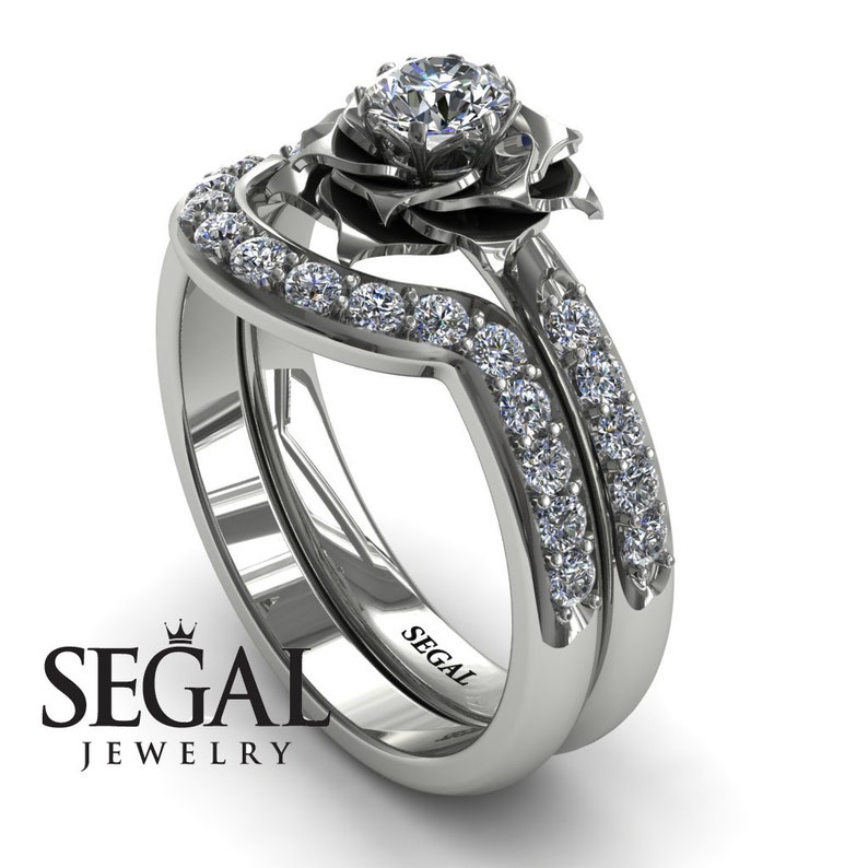 Bridal Rings Segal Jewelry Flower Bridal Set Rose Engagement | Etsy