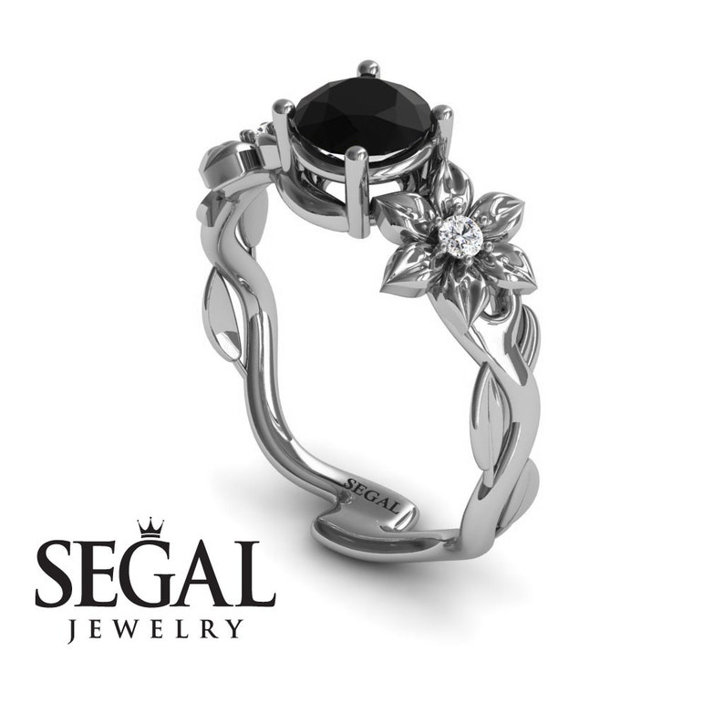 Flower Collection Engagement Ring 14k Flower Ring Art Deco Etsy