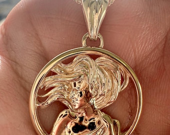 Collar Virgo de oro de 14K-18K con colgante Virgo del zodíaco