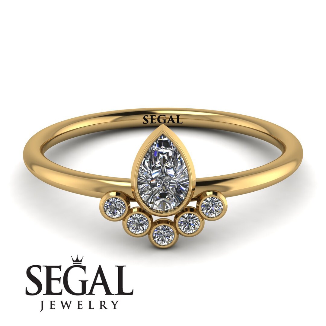 Teardrop Engagement Ring 14k Yellow Gold Pear Shaped Diamond Ring ...