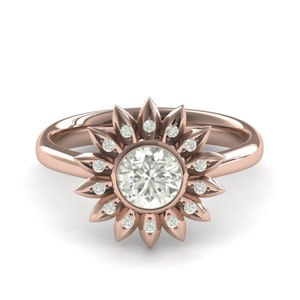 Sunflower Unique Engagement Ring Sunflower ring Rose Gold Flower Sunflower Flower Ring Unique Engagement Ring - Sunflower