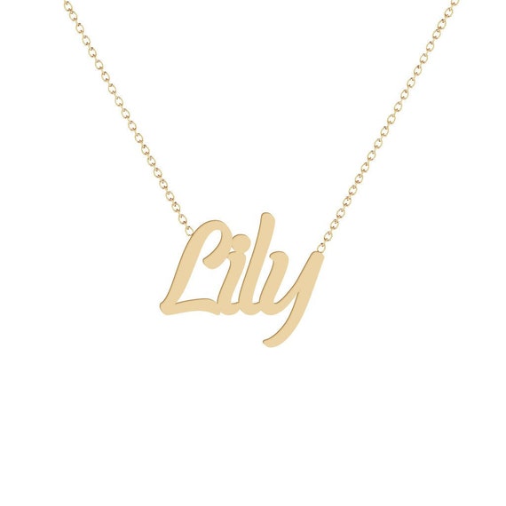 Lily Name Necklace 14K Rose Gold 14K Yellow Gold 14K White Etsy