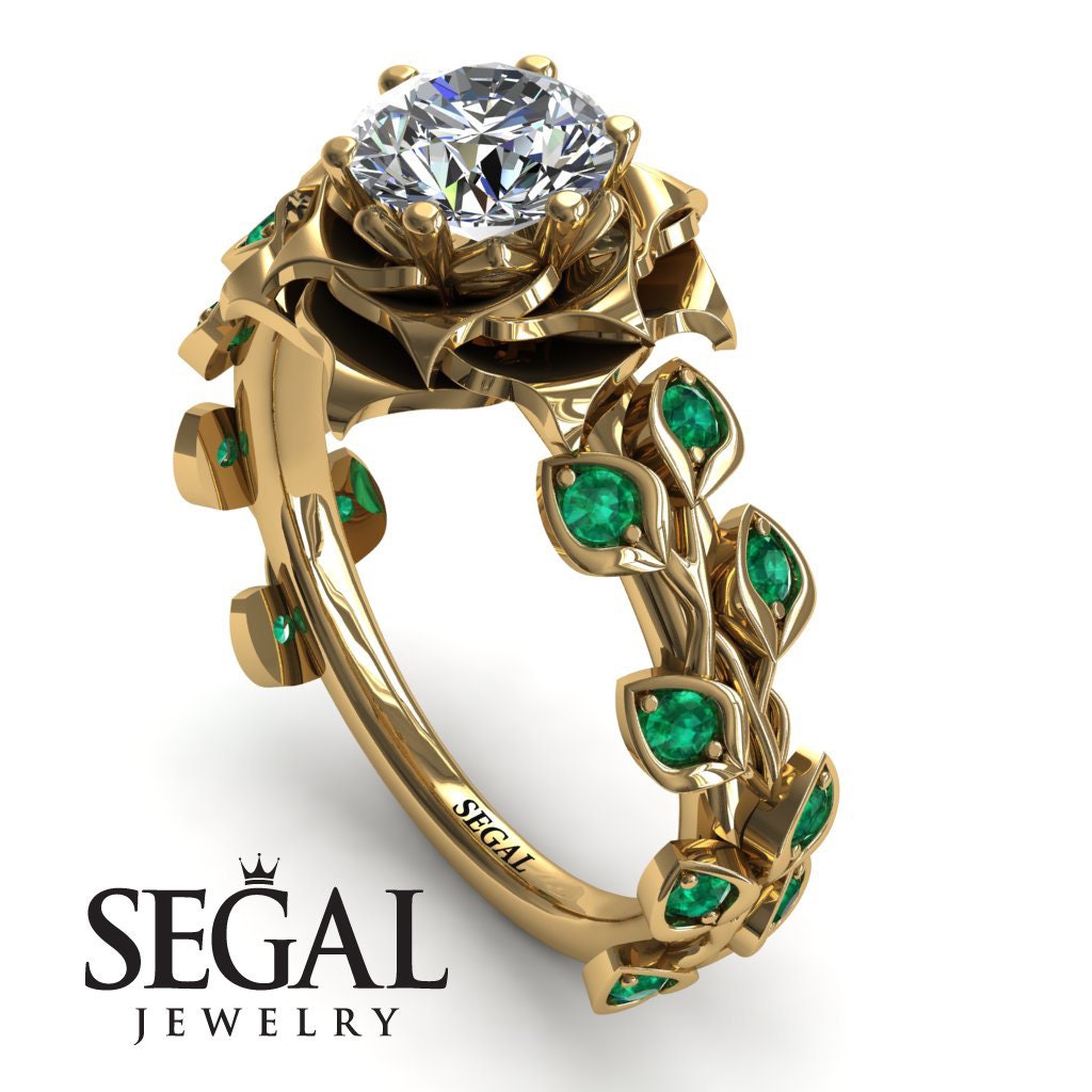 Ruby Rings Flower Engagement Ring Gold 14K18K Gold Unique Etsy