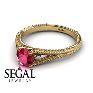 Solitaire Ruby Ring Solitaire Ruby Engagement Ring Vintage Engagement Ring Solitaire Bridal Ring Vintage Ring Bridal Solitaire Ring - Eva image 3