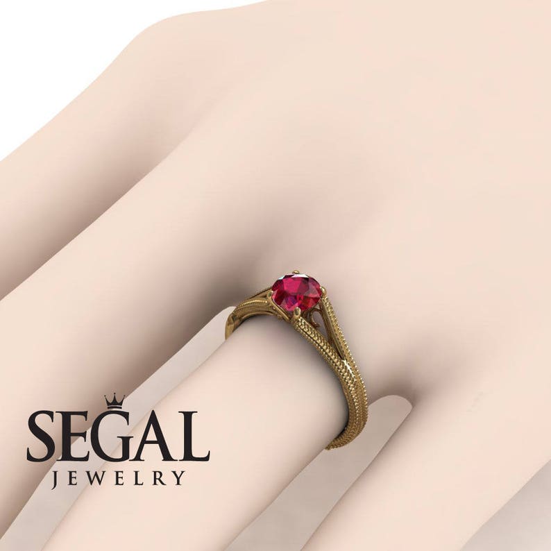 Solitaire Ruby Ring Solitaire Ruby Engagement Ring Vintage Engagement Ring Solitaire Bridal Ring Vintage Ring Bridal Solitaire Ring - Eva image 4