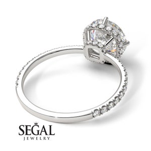 Runder Diamantring mit Halo-Fassung, 18 Karat Weißgold, Halo-Diamanten, runder Verlobungsring für Sie Bild 4
