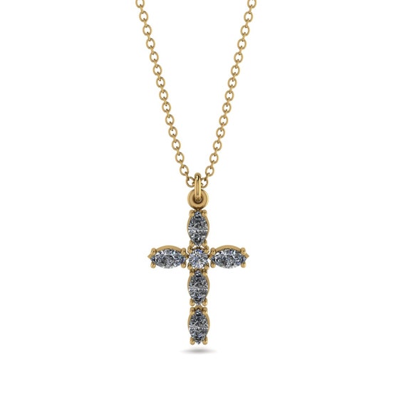 ダイヤモンドクロスネックレス ゴールド 14K-18K ゴールド 