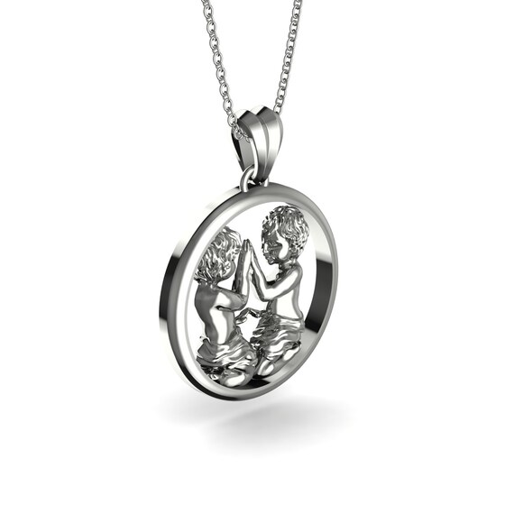 Gemini Necklace White Gold 14K-18K 