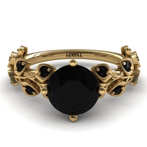Black diamond engagement ring for women 18k Rose Gold Ring 2 ct black diamonds engagement rings black leaves image 10