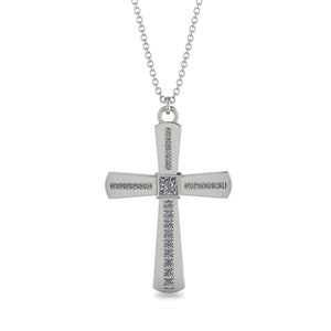 Diamond Cross Classic White Gold 14K-18K White Gold Diamond Cross Necklace Pendant Diamond Necklace Cross Pendant Christmas Gift - Miles