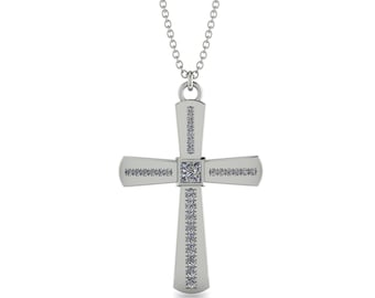 Diamond Cross Classic White Gold 14K-18K White Gold Diamond Cross Necklace Pendant Diamond Necklace Cross Pendant Christmas Gift - Miles