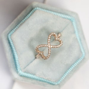 Infinity Ring Diamond White Gold 14K-18K White Gold Infinity Ring Diamond Unique Rings for Girlfriend