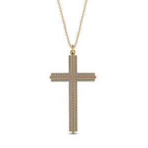 Diamond Cross Necklace 18K Gold Pendant Cross Diamond Necklace Gold 14K Cross Pendant Diamond Religious Necklace - Aaron