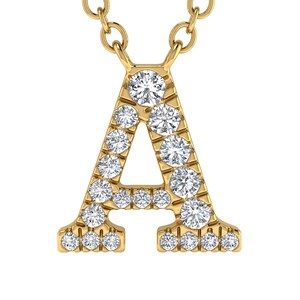 DIAMOND INITIAL NECKLACE Gold Gift for Her Birthday Custom Diamond Initial A Necklace