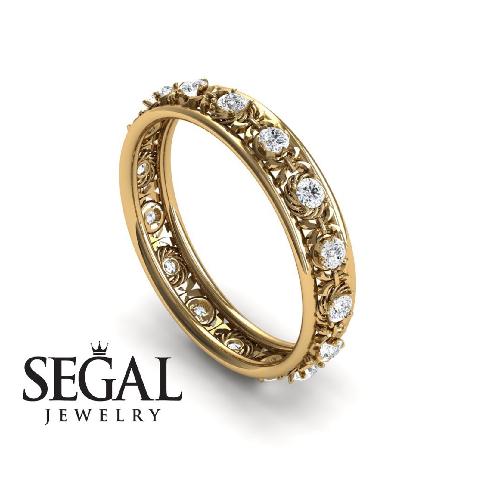 Eternity Anniversary ring 14K Yellow Gold Vintage Art Deco Etsy