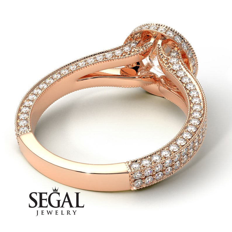 Milgrain Engagement Ring White Diamond 14K-18K Rose Gold Ring Milgrain Round Diamond Ring Engagement Gift - Payton image 4