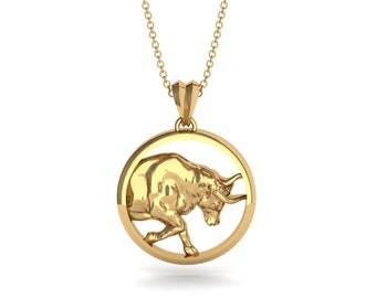 Taurus Necklace Gold 14K-18K Gold Taurus Pendant Necklace Zodiac