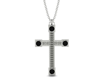 Black Diamond Cross Necklace Vintage 