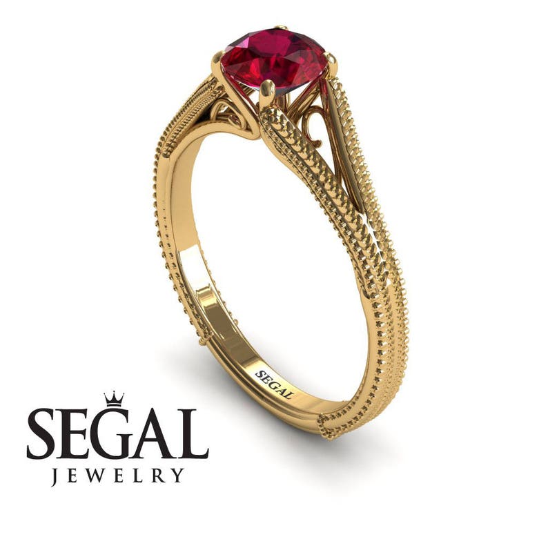 Solitaire Ruby Ring Solitaire Ruby Engagement Ring Vintage Engagement Ring Solitaire Bridal Ring Vintage Ring Bridal Solitaire Ring - Eva image 2