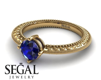 Victorian Sapphire Engagement Ring Victorian Blue Sapphire Engagement Ring Solitaire Victorian Sapphire Engagement Ring - Alexandra