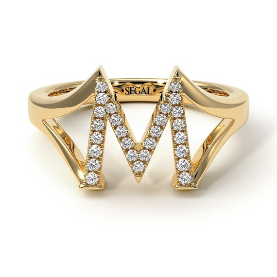 M DIAMOND INITIAL RING 14K-18K Yellow Gold - Rose Gold - White