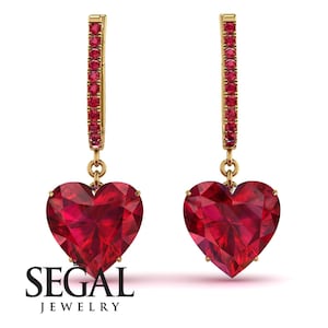 Heart Ruby Earrings 18K Gold 14K - Noelle