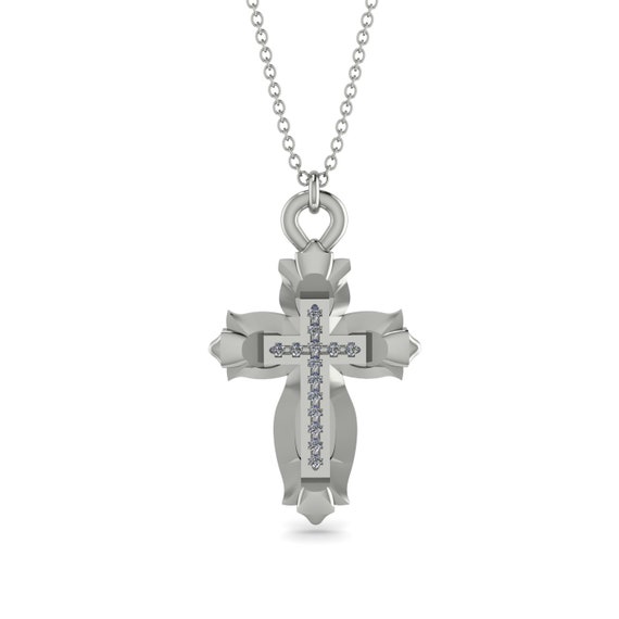 Diamond Cross Necklace White Gold 14K 
