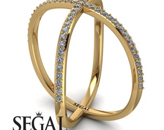 Anillo de diamantes en forma de X de oro amarillo de 14 quilates