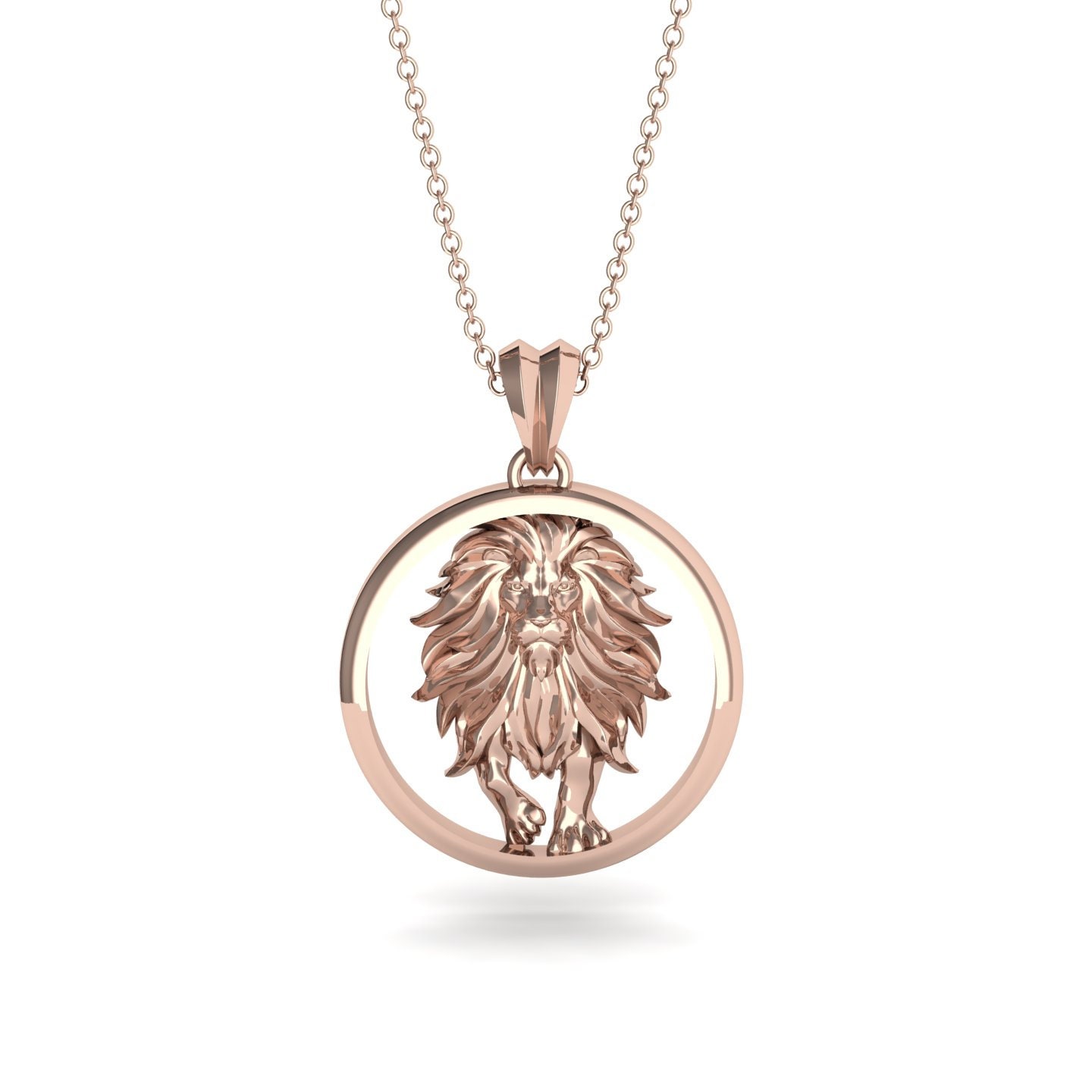 Leo Necklace Rose Gold 14K-18K Rose Gold Leo Zodiac Pendant Necklace