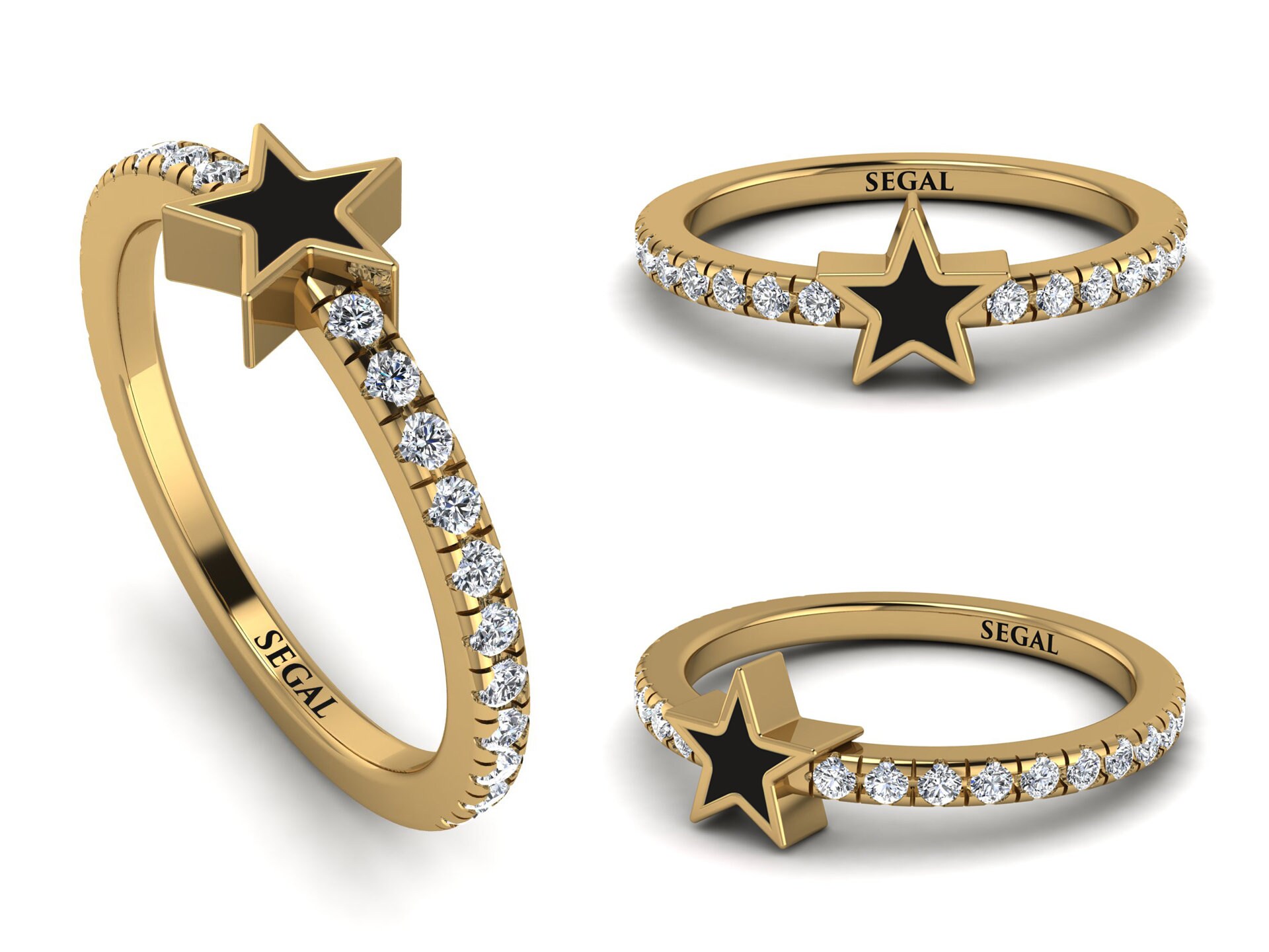 Enamel Star Ring 14K Yellow Gold / 8mm by Baby Gold - Shop Custom Gold Jewelry