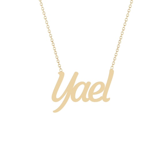 Hebrew Name Necklace Gold Personalized Hebrew Jewelry 14K White Gold|Rose Gold|Yellow Gold Name Necklace Birthday Gift - Yael