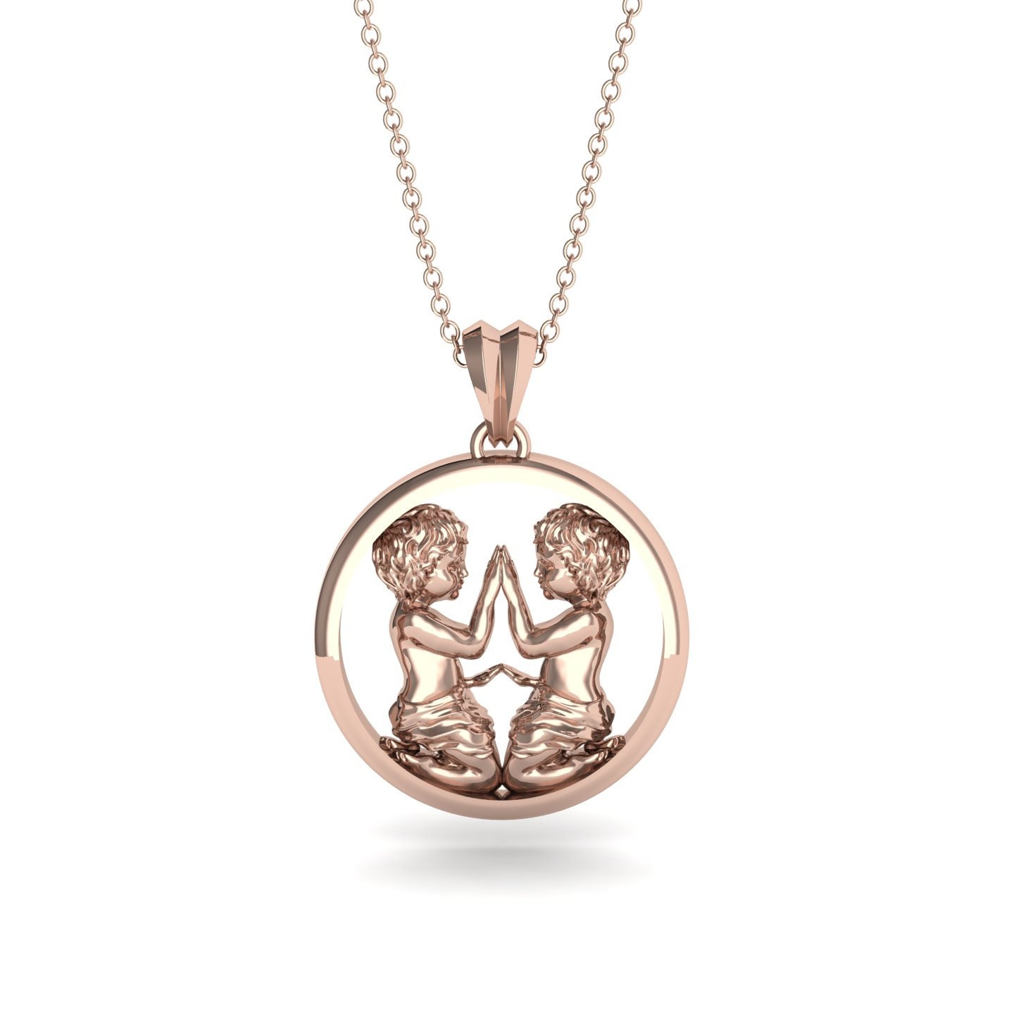 Gemini Necklace Rose Gold 14K-18K Rose 