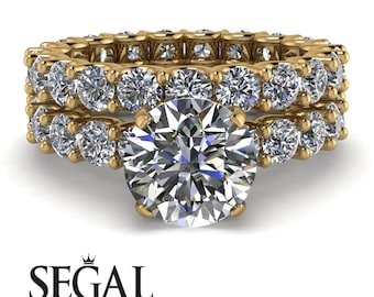2 carat lab created diamond bridal set yellow gold lab diamond wedding ring set - Tessa