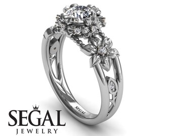 Flower Platinum Engagement Ring Floral Ring Flower Engagement Ring Platinum Ring Platinum Engagement Ring - Mackenzie
