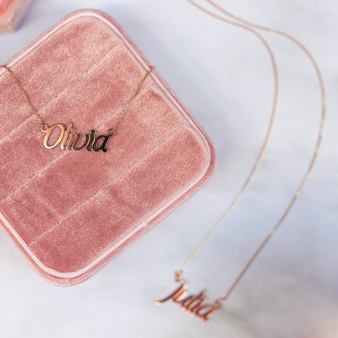 Women S Arabic Name Necklace Gold Plated With Turquoise Touch 12 main image 1
