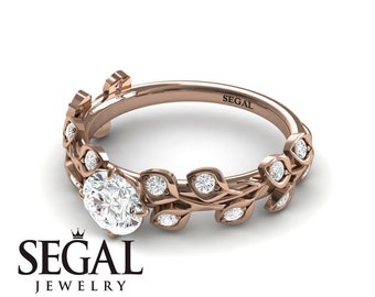 Leaf Engagement Ring 14k Rose Gold Nature Inspired Ring Flower Engagement Ring Moissanite Ring Antique Ring Leaf Engagement Ring - Sydney