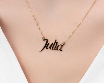 Amit Name Necklace Gold 14K - Etsy