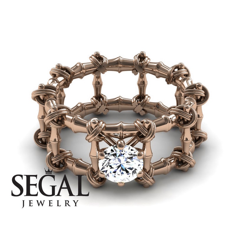 Nature Engagement Ring Rose Gold Nature Inspired Ring Etsy