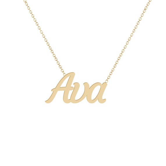 14K Gold Ava Name Necklace White Gold 
