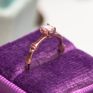Simple Engagement Ring Rose Gold 14K-18K Rose Gold Minimalist Ring Diamond Solitaire Rings for Girlfriend Gift