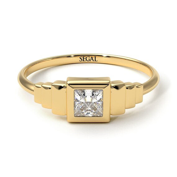 プリンセスカットダイヤモンドリング ゴールド 14K-18K ゴールド