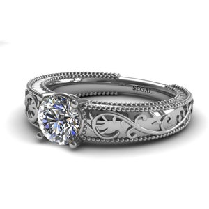 Edwardian Engagement Ring 14k White Gold Filigree Ring Art Deco Engagement Ring Moissanite Vintage Ring Edwardian Engagement Ring - London