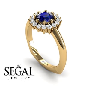Antique Halo Engagement Ring Blue Sapphire Ring Vintage Ring 1920S Ring Victorian Ring Halo Engagement Ring - Clara
