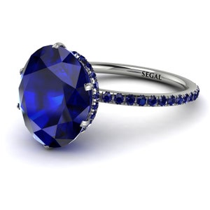 4.5 Carat Hidden Halo Oval Lab created Sapphire Engagement Ring White Gold hidden halo oval lab grown sapphire ring anniversary gift - Gemma