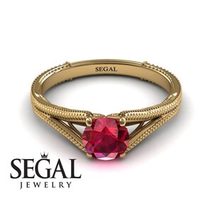 Solitaire Ruby Ring Solitaire Ruby Engagement Ring Vintage Engagement Ring Solitaire Bridal Ring Vintage Ring Bridal Solitaire Ring - Eva image 1