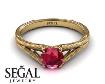 Solitaire robijnring Solitaire robijn verlovingsring Vintage verlovingsring Solitaire bruidsring Vintage ring Bruidssolitaire ring - Eva