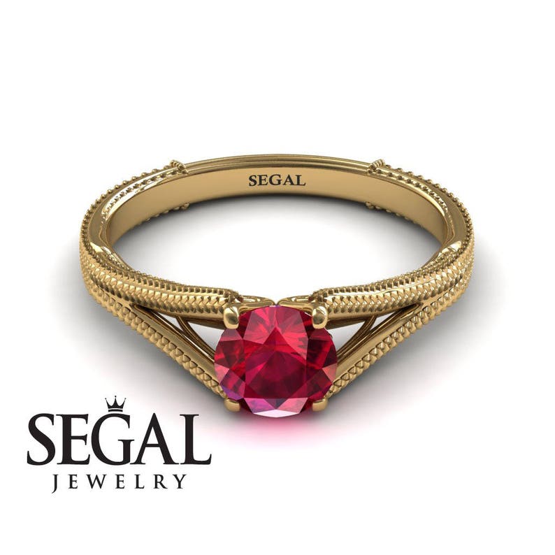 Solitaire Ruby Ring Solitaire Ruby Engagement Ring Vintage Engagement Ring Solitaire Bridal Ring Vintage Ring Bridal Solitaire Ring - Eva image 1